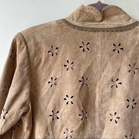 Margaret Godfrey Vintage Laser Cutout Suede Leather Jacket - Picture 11 of 11